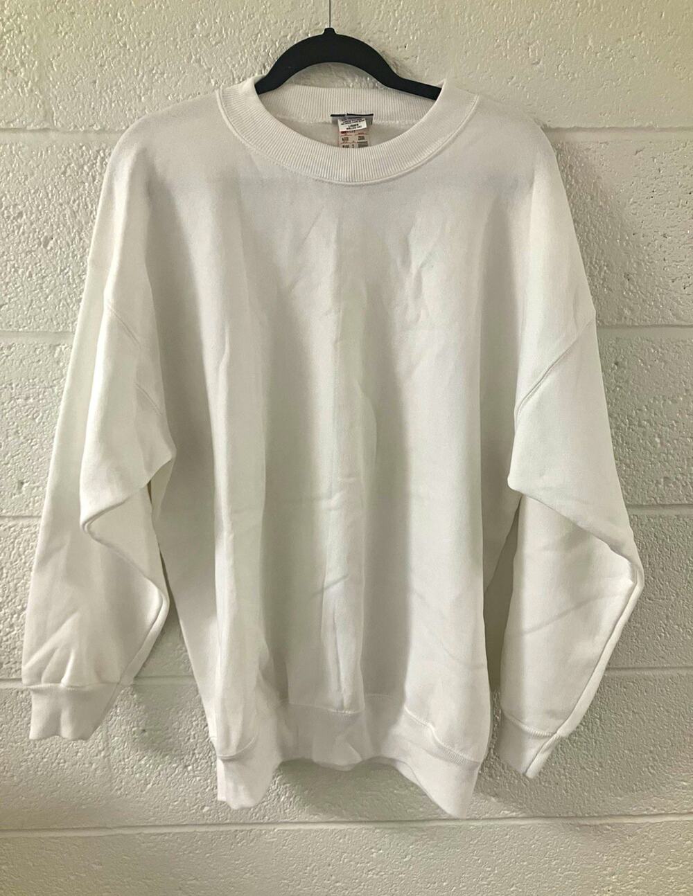 Vintage NOS Lee Women's Plus 2XL Pullover Sweater Crew Neck Fleece White Solid